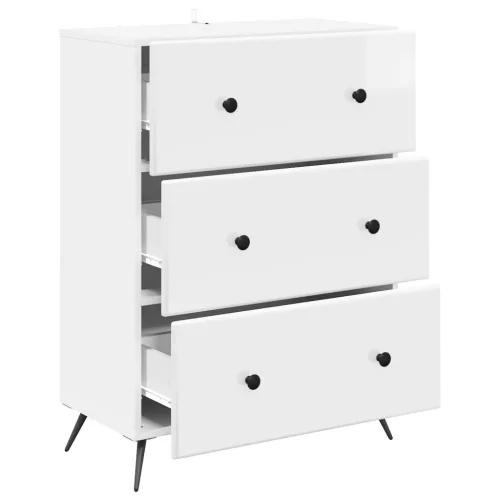  Fiókos szekrény Magasfényű Fehér 66 x 34,5 x 90 cm Szerelt Fa
