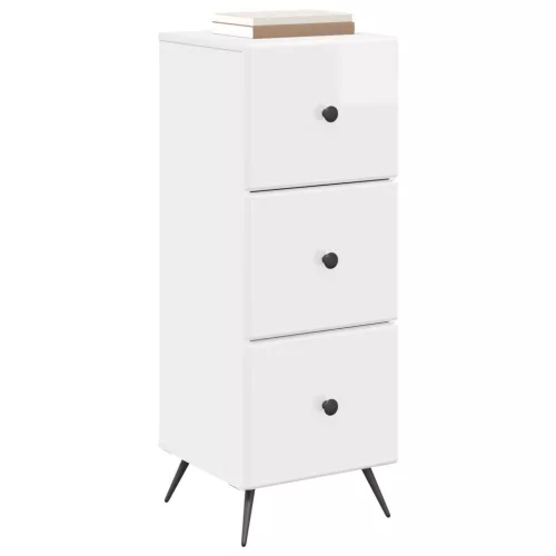 Fiókos szekrény Magasfényű Fehér 33 x 34,5 x 90 cm Szerelt Fa