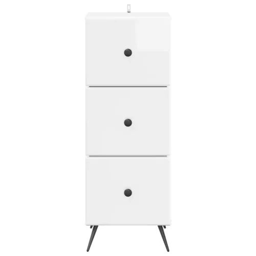  Fiókos szekrény Magasfényű Fehér 33 x 34,5 x 90 cm Szerelt Fa