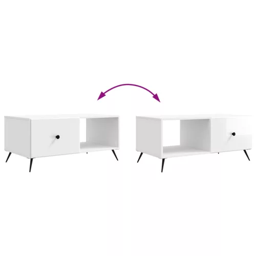  Dohányzóasztal Magasfényű Fehér 90 x 50 x 40 cm Szerelt Fa