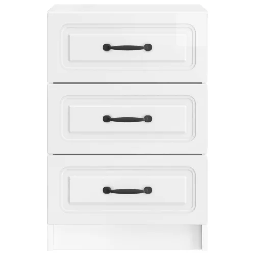  Éjjeliszekrény Magasfényű Fehér 43 x 41 x 63,5 cm Szerelt Fa