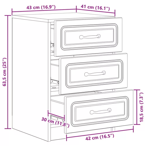 Éjjeliszekrény Kézműves Tölgy 43 x 41 x 63,5 cm Szerelt Fa