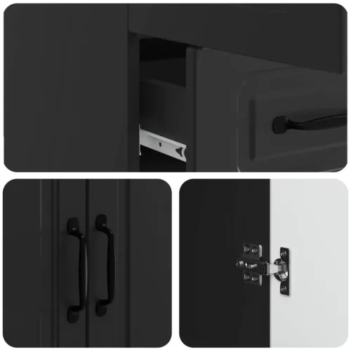  Széf fiókkal Fekete 66 x 34,5 x 92 cm Szerelt Fa