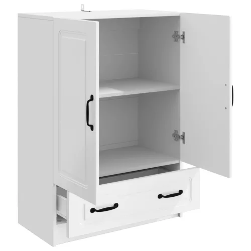  Széf fiókkal Magasfényű Fehér 66 x 34,5 x 92 cm Szerelt Fa