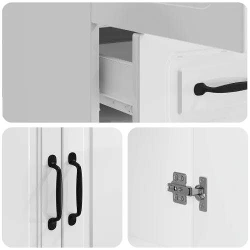  Széf fiókkal Magasfényű Fehér 66 x 34,5 x 92 cm Szerelt Fa