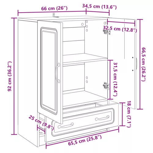  Széf fiókkal Kézműves Tölgy 66 x 34,5 x 92 cm Szerelt Fa