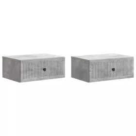    Éjjeliszekrény 2 pcs Betonszürke 49 x 34,5 x 20 cm Szerelt Fa