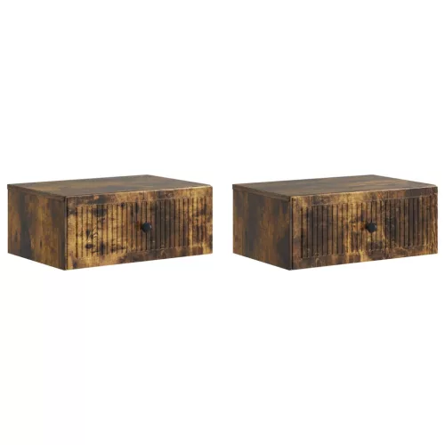  Éjjeliszekrény 2 pcs Füstös Tölgy 49 x 34,5 x 20 cm Szerelt Fa