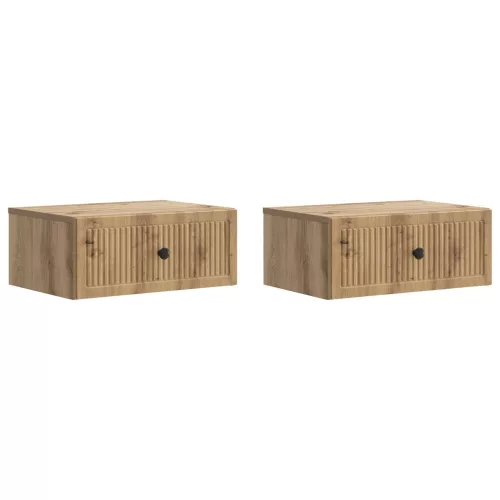  Éjjeliszekrény fiókkal 2 pcs Kézműves Tölgy 49 x 34,5 x 20 cm