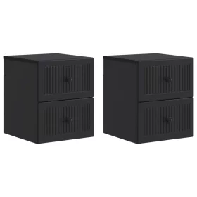    Fali éjjeli szekrény 2 pcs Fekete 33 x 34,5 x 40 cm Szerelt Fa