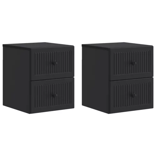  Fali éjjeli szekrény 2 pcs Fekete 33 x 34,5 x 40 cm Szerelt Fa