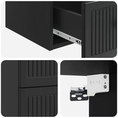  Fali éjjeli szekrény 2 pcs Fekete 33 x 34,5 x 40 cm Szerelt Fa