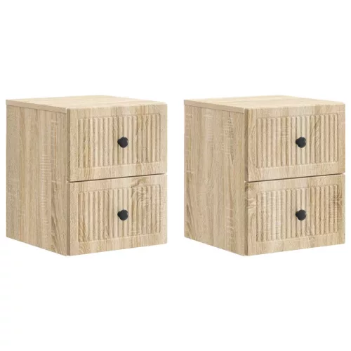  Fali éjjeli szekrény 2 pcs Sonoma Tölgy 33 x 34,5 x 40 cm
