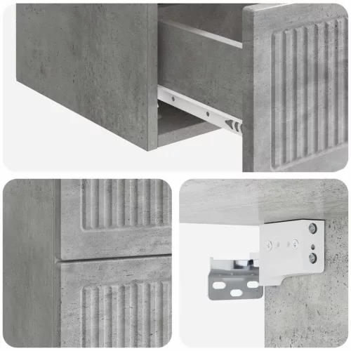  Fali éjjeli szekrény 2 pcs Betonszürke 33 x 34,5 x 40 cm