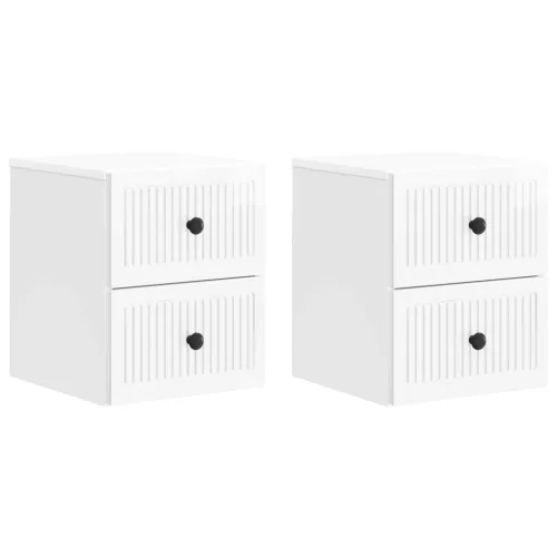  Fali éjjeli szekrény 2 pcs Magasfényű Fehér 33 x 34,5 x 40 cm