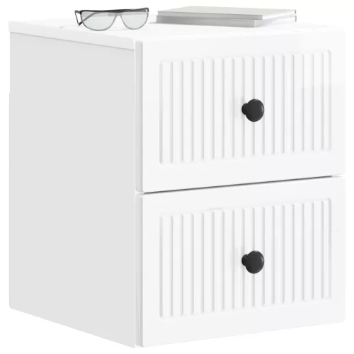  Fali éjjeli szekrény 2 pcs Magasfényű Fehér 33 x 34,5 x 40 cm