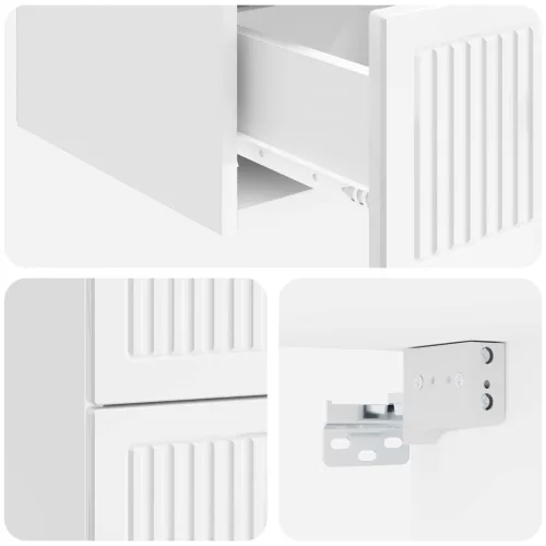  Fali éjjeli szekrény 2 pcs Magasfényű Fehér 33 x 34,5 x 40 cm