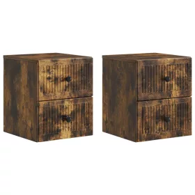    Fali éjjeli szekrény 2 pcs Füstös Tölgy 33 x 34,5 x 40 cm
