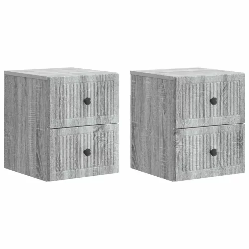  Fali éjjeli szekrény 2 pcs Szürke Sonoma 33 x 34,5 x 40 cm