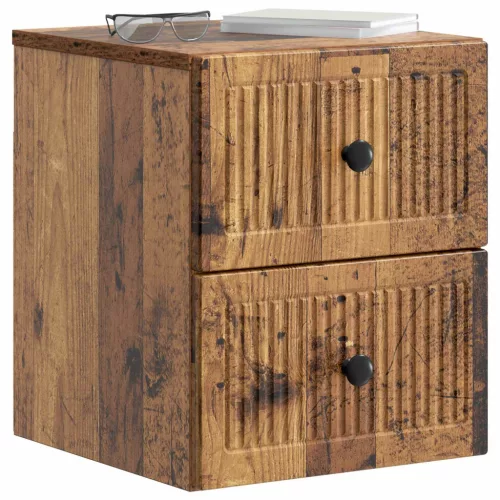 Fali éjjeli szekrény fiókkal 2 pcs Antik Fa 33 x 34,5 x 40 cm