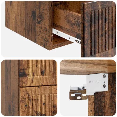  Fali éjjeli szekrény fiókkal 2 pcs Antik Fa 33 x 34,5 x 40 cm