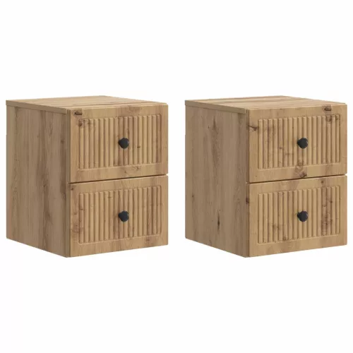  Fali éjjeli szekrény 2 pcs Kézműves Tölgy 33 x 34,5 x 40 cm