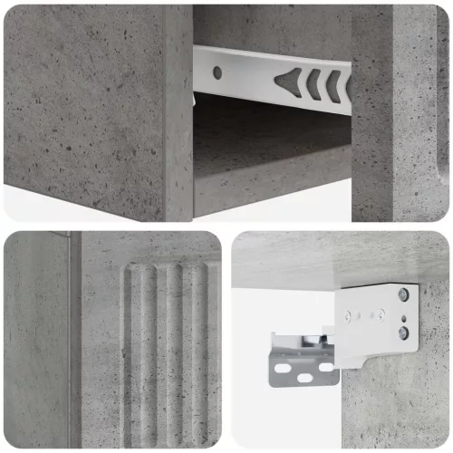  Fali oldaltábla Betonszürke 59 x 34,5 x 17 cm Szerelt Fa