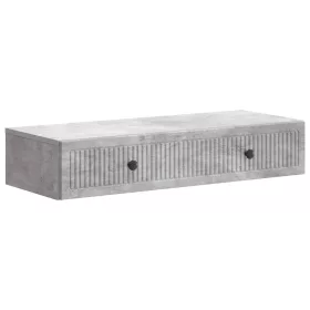    Fali oldaltábla Betonszürke 87,5 x 34,5 x 17 cm Szerelt Fa