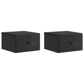    Fali éjjeli szekrény 2 pcs Fekete 33 x 34,5 x 20 cm Szerelt Fa