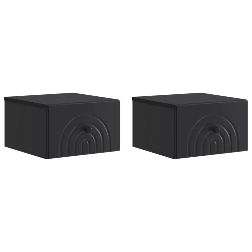  Fali éjjeli szekrény 2 pcs Fekete 33 x 34,5 x 20 cm Szerelt Fa