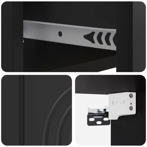  Fali éjjeli szekrény 2 pcs Fekete 33 x 34,5 x 20 cm Szerelt Fa