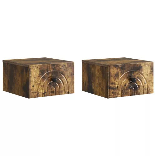  Fali éjjeli szekrény 2 pcs Füstös Tölgy 33 x 34,5 x 20 cm