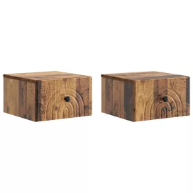    Fali éjjeli szekrény fiókkal 2 pcs Antik Fa 33 x 34,5 x 20 cm