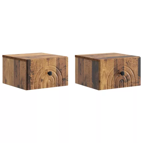  Fali éjjeli szekrény fiókkal 2 pcs Antik Fa 33 x 34,5 x 20 cm