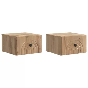    Fali éjjeli szekrény 2 pcs Kézműves Tölgy 33 x 34,5 x 20 cm