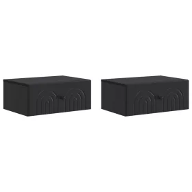    Fali éjjeli szekrény 2 pcs Fekete 49 x 34,5 x 20 cm Szerelt Fa