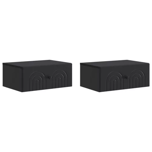 Fali éjjeli szekrény 2 pcs Fekete 49 x 34,5 x 20 cm Szerelt Fa