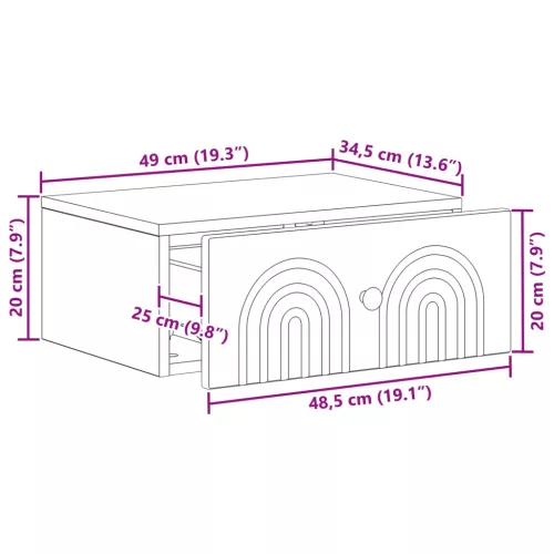  Fali éjjeli szekrény 2 pcs Fekete 49 x 34,5 x 20 cm Szerelt Fa