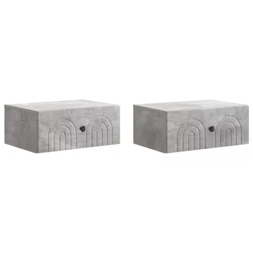  Fali éjjeli szekrény 2 pcs Betonszürke 49 x 34,5 x 20 cm