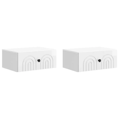  Fali éjjeli szekrény 2 pcs Magasfényű Fehér 49 x 34,5 x 20 cm