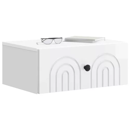  Fali éjjeli szekrény 2 pcs Magasfényű Fehér 49 x 34,5 x 20 cm
