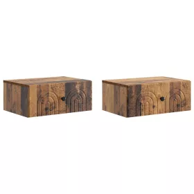   Fali éjjeli szekrény fiókkal 2 pcs Antik Fa 49 x 34,5 x 20 cm
