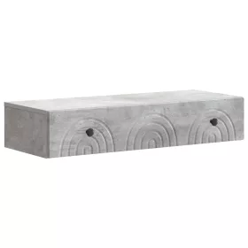    Fali oldaltábla Betonszürke 87,5 x 34,5 x 17 cm Szerelt Fa