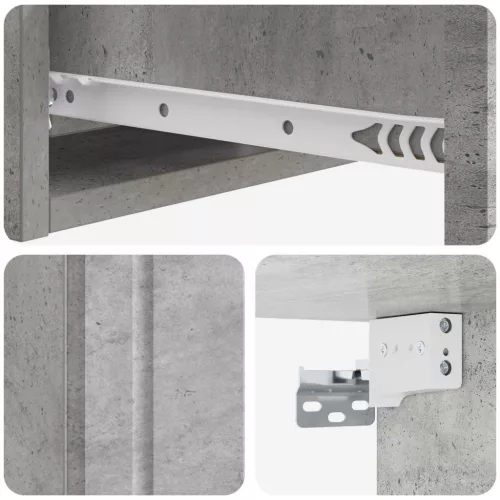  Fali oldaltábla Betonszürke 59 x 34,5 x 17 cm Szerelt Fa