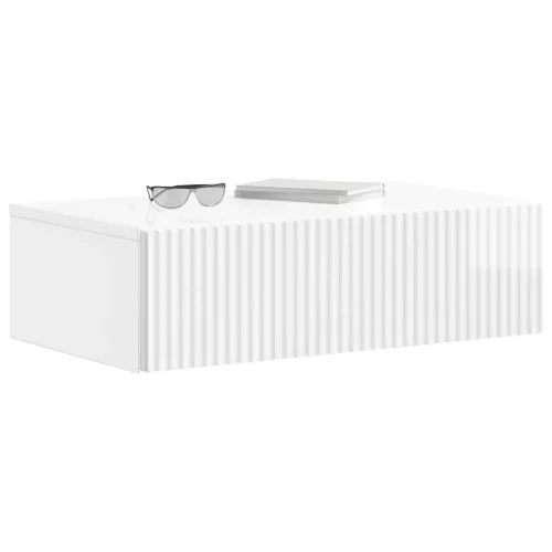  Fali oldaltábla Magasfényű Fehér 59 x 34,5 x 17 cm Szerelt Fa
