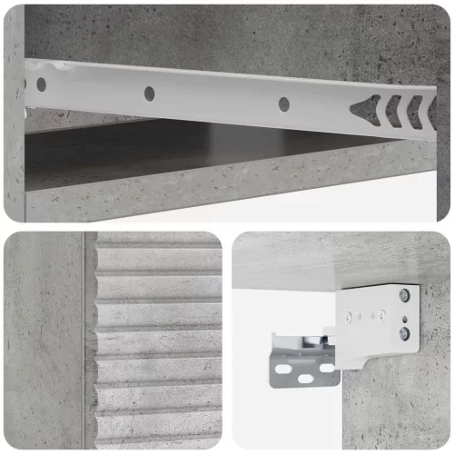  Fali oldaltábla Betonszürke 59 x 34,5 x 17 cm Szerelt Fa