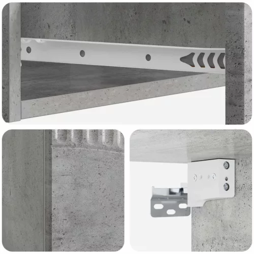  Fali oldaltábla Betonszürke 59 x 34,5 x 17 cm Szerelt Fa