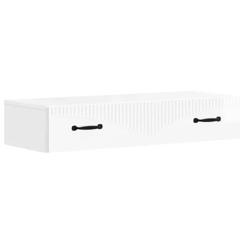  Fali oldaltábla Magasfényű Fehér 87,5 x 34,5 x 17 cm Szerelt Fa