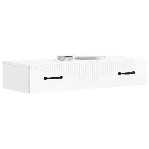  Fali oldaltábla Magasfényű Fehér 87,5 x 34,5 x 17 cm Szerelt Fa