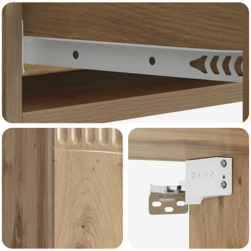  Fali oldaltábla Kézműves Tölgy 87,5 x 34,5 x 17 cm Szerelt Fa